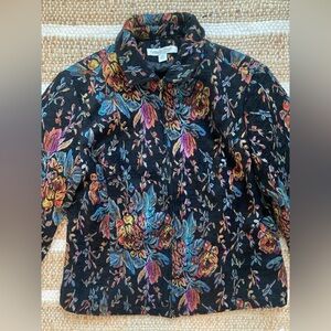 Coldwater Creek Black Multi Tapestry Jacket Blazer Med Petite